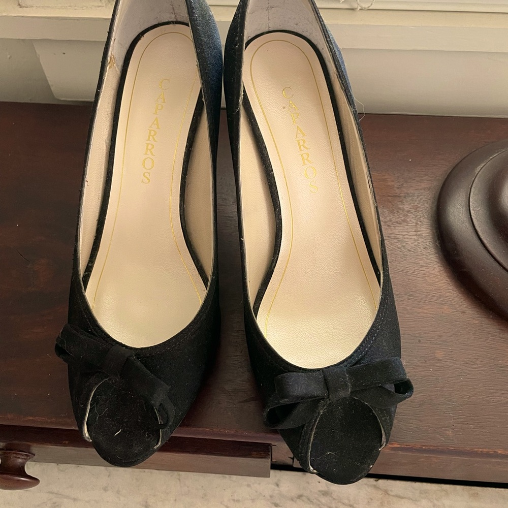 Never worn Caparros Black Peep Toe Heels